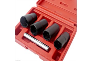 5pc Twist Socket Set 4 Damaged Worn Lug Nut and Lock Remover 17,19, 21mm, 22mm